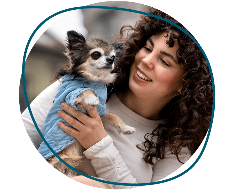 woman with cute chihuahua dog